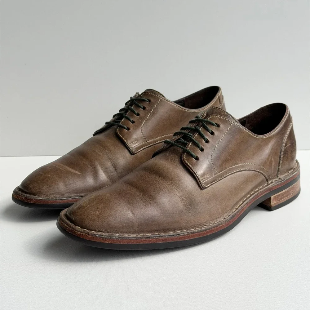 Cole Haan‎ Centre Street Derby Shoes Mens 9 Brown Leather Plain Toe Nike Air